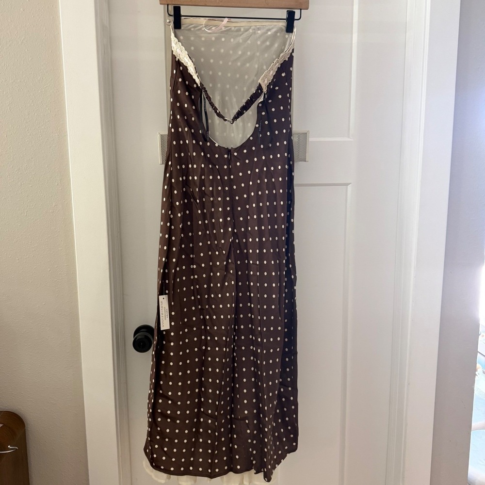NWT For Love &Lemons Daisy Mae Strapless Polka Dot Midi Dress Coquette Barbie XS - Picture 3 of 4